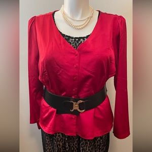 J. Crew Red Silky Blouse